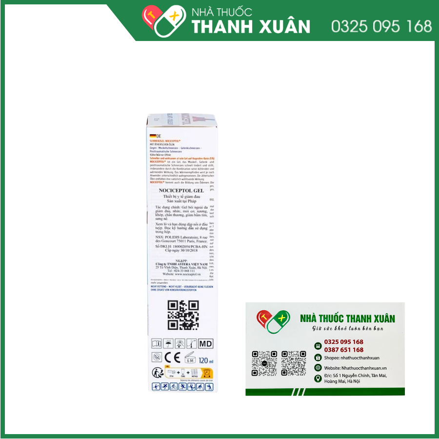 Gel Nociceptol 120ml giảm đau nhức xương khớp, đau cơ, chấn thương
